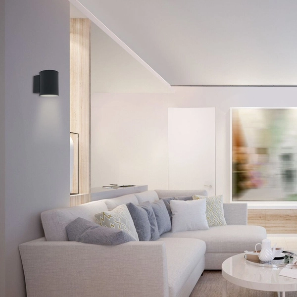 Minimalistyczna LAMPA ścienna KAUNAS 7020 Rabalux okrągły kinkiet metalowy do salonu czarny