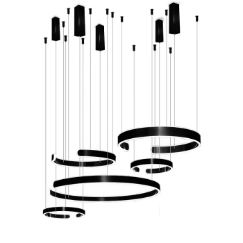 Wisząca lampa pierścieniowa 652 LED 326W 3000-6000K ringi czarne