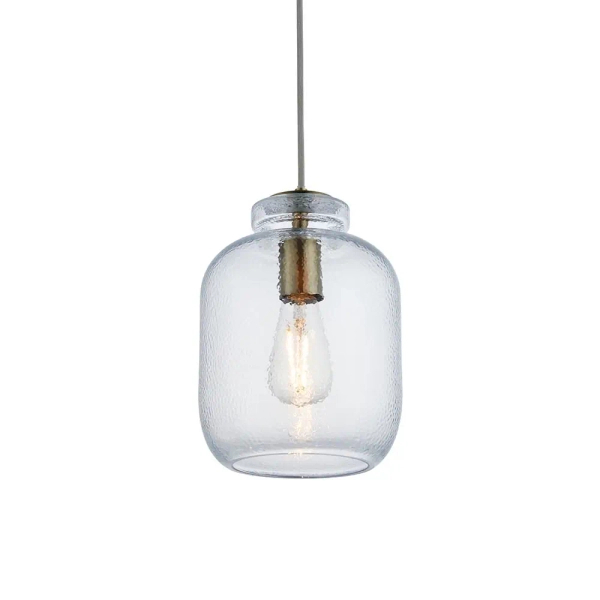 Szklana lampa wisząca Lyra 106923 do jadalni mosiądz przezroczysta