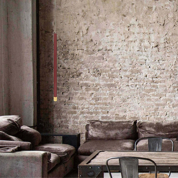 Punktowa lampa wisząca Lungo LP-894/1P RED sopel metalowa czerwona