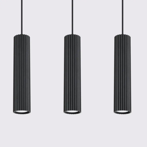 Lampa wisząca potrójna KARBON SL.1575 tubka podłużna czarna
