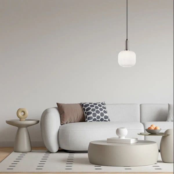 Wisząca lampa kula nad stół Penzi PND-31981-1S-SC-WH srebrna biała