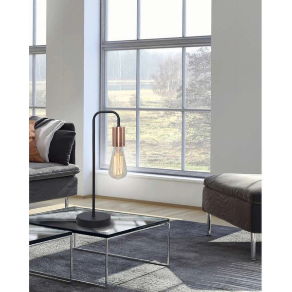 Stojąca lampka HERPE 41-66862 industrialna nocna loft miedź czarna