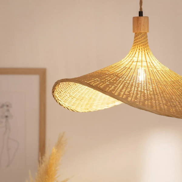 Lampa wisząca z bambusa Boho ABR-LWS-BH40-E27 Abruzzo nad stół brąz