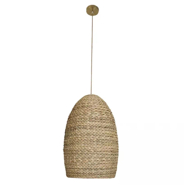 Rattanowa wisząca lampa 23195 do sypialni kopuła boho brązowy