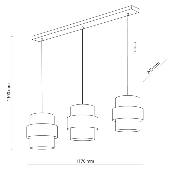 Potrójna lampa wisząca glamour Calisto 4378 TK Lighting na listwie czarna złota