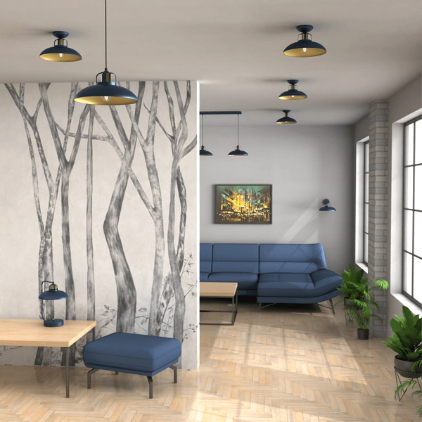 Wisząca lampa pokojowa Felix industrial niebieska złota