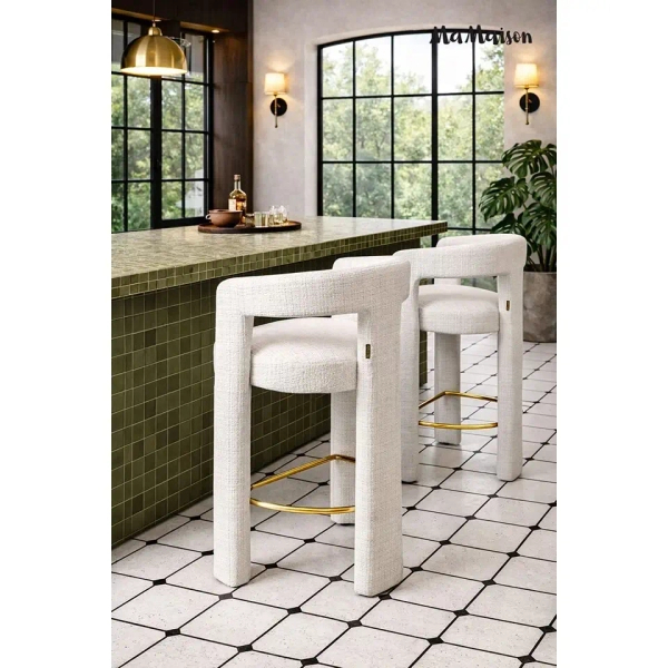 Krzesło LOGAN MM001501100352 białe tapicerowane tkaniną do jadalni 55cm