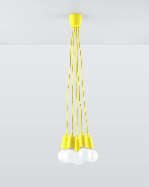 Wisząca LAMPA industrialna SL.0580 pająk OPRAWKA przewody ZWIS kable żółta