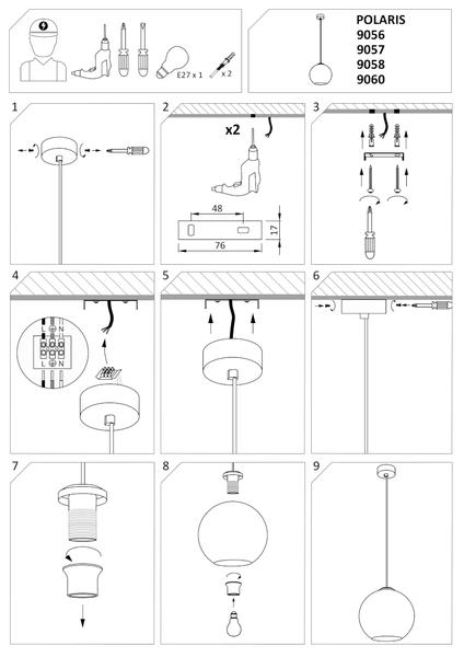 Złota lampa wisząca Polaris 9057 skandynawska nad stół do jadalni