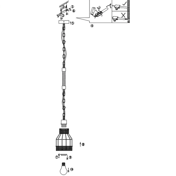Loftowa LAMPA wisząca HALIA 15674H Globo okrągła OPRAWA metalowy ZWIS kopuła na łańcuchu brązowa czarna