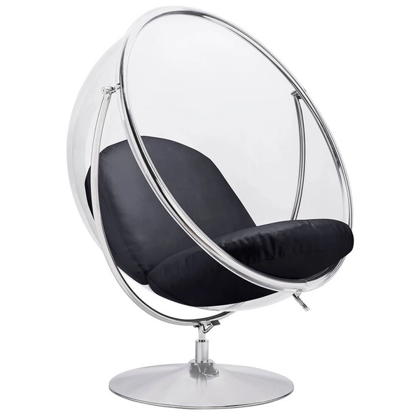 Obrotowy fotel stojący Bubble Stand JH-200-2.BLACKPUW do pokoju chrom czarny