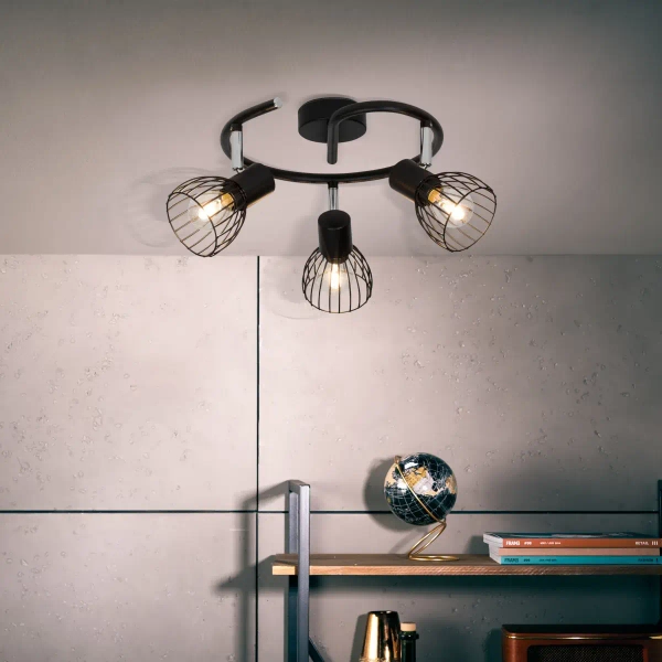 Potrójna lampa sufitowa Blacky 62133/06 z regulacją czarny