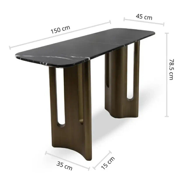 Czarna komoda ESSENZA MM001501100386 złota dekor marmuru 150cm
