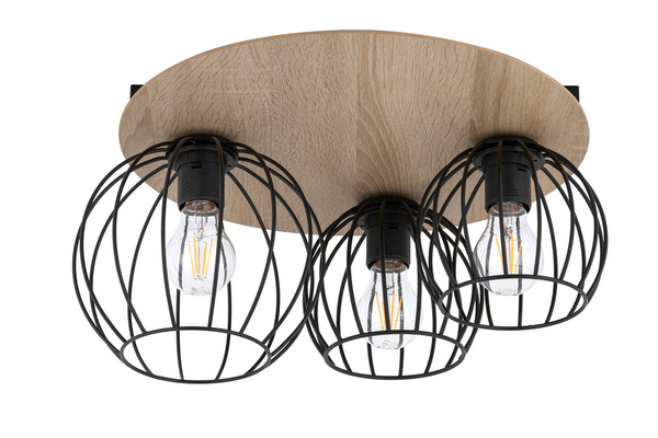 Lampa sufitowa Cyber 32356 druciak do przedpokoju czarny drewno