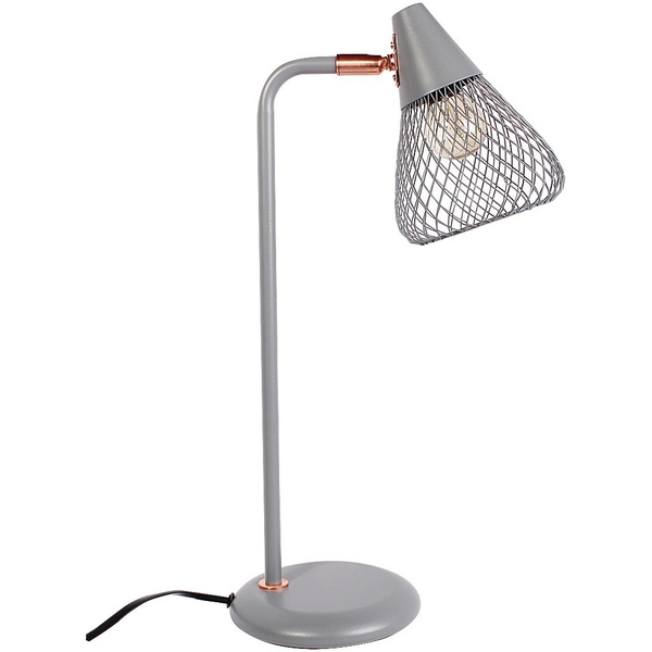 Industrialna lampa stojąca Fanny 3182 do gabinetu szara różowe złoto