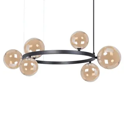 Molekułowa wisząca lampa nad stół Bolero 41322 kulista bursztynowa czarna