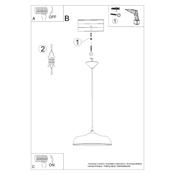 Zwisająca lampa z kopułą Gina SL.1330 Sollux z regulacją loft czarna
