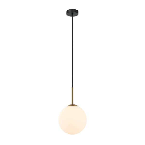 Zwisająca lampa Deore PND-5578-1S-BRO-BK Italux kula szklana biała złota czarna