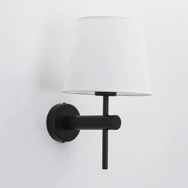 Abażurowa LAMPA ścienna TIVOLI LP-1133/1W BK Light Prestige klasyczna OPRAWA kinkiet na wysięgniku okrągły czarny biały