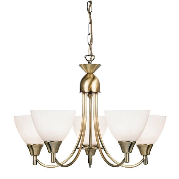 Lampa wisząca 5-punktowa Alton 1805-5AN szkło opalowe antyczny mosiądz