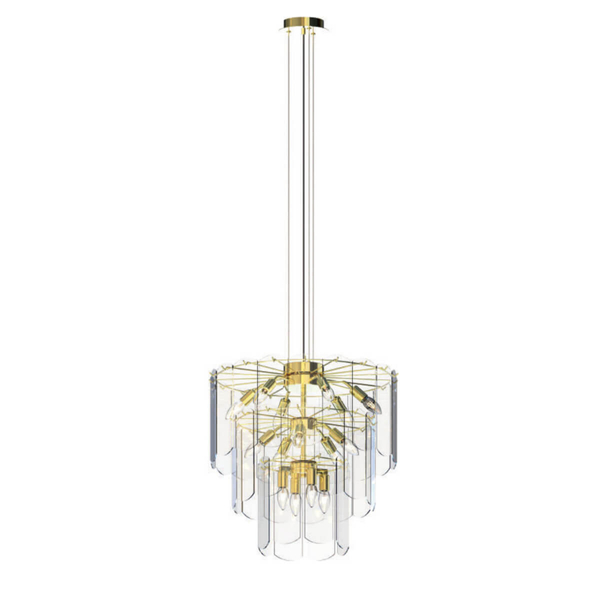 Lampa wisząca szkło Nira MD3523-14L-EGN Zumaline przezroczysty złoty