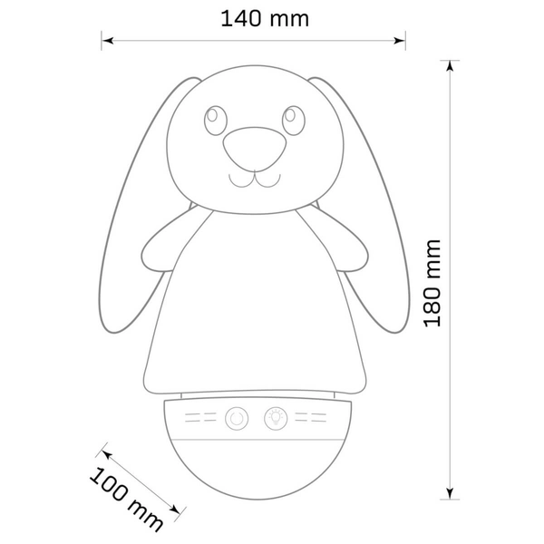 Nocna lampka z funkcją melodyjki KRÓLIK 326768 RGB animals różowa biała