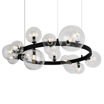 Lampa wisząca do salonu BUBBLES AZ5875+AZ5878 metalowa czarna przezroczysta
