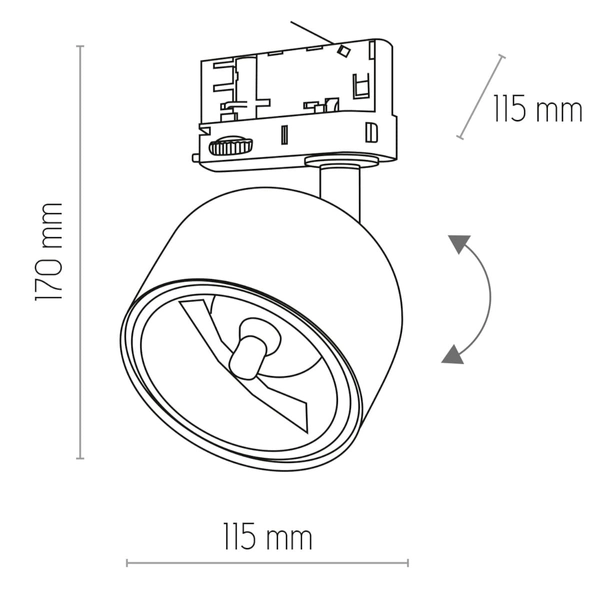 Lampa szynowa okrągła 3-fazowa Tracer 6054 TK Lighting metalowa biała