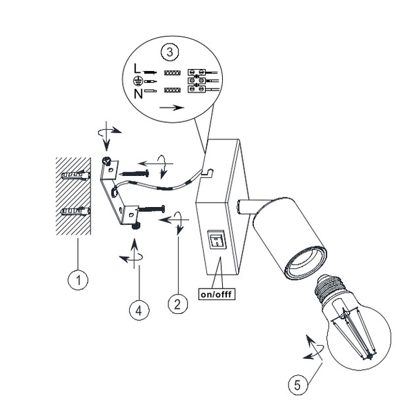 Kinkiet LAMPA ścienna VANNES R80181731 RL Light regulowana OPRAWA metalowy reflektorek loftowy biały mat
