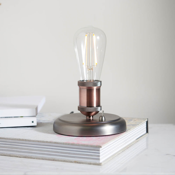 Nocna lampka żarówka Hal 76355 retro miedziany cyna