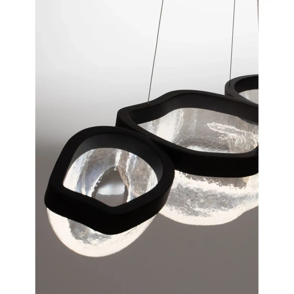 Wisząca lampa czarna szklana TUNTE do jadalni LED 43W 3500K ściemnialna nad stół LE46205
