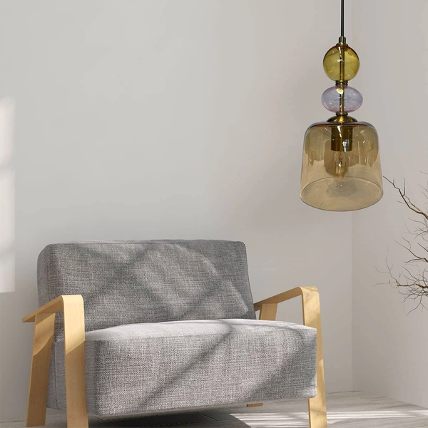 Szklana lampa wisząca Tropea LP-2004/1P S AM retro bursztynowa