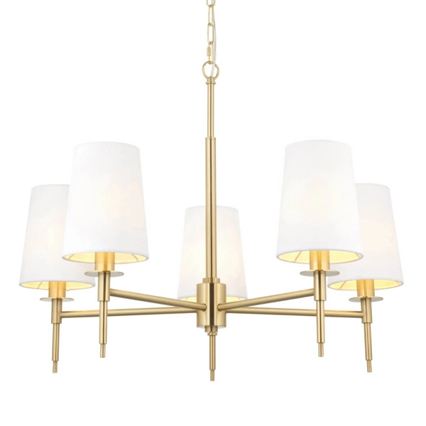 Lampa zwisowa z abażurami L&-199458 Light& metalowa biała złota