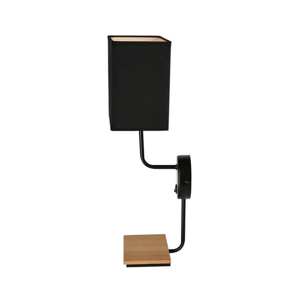 Abażurowa lampa ścienna Keto czarny kinkiet z włącznikiem