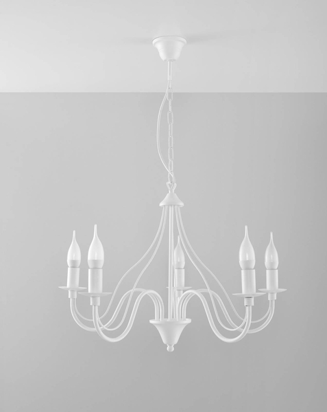 Żyrandol LAMPA wisząca SL.0214 klasyczna OPRAWA świecznikowa ZWIS na łańcuchu maria teresa biała