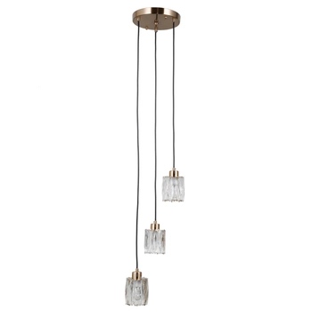 Potrójna lampa wisząca tuba Torno PND-40813-3R-HBR złoty przezroczysty