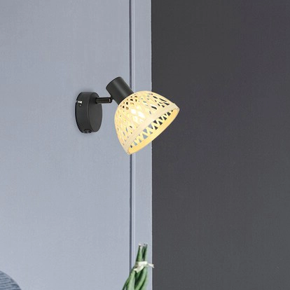 Kinkiet z włącznikiem Rattan 3133 ścienna lampa z regulacją brązowa