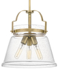 Szklana wisząca lampa QN-WIMBERLEY-P-WS retro mosiądz