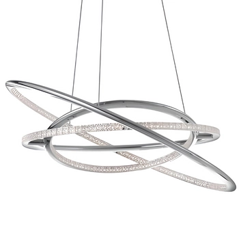 Futurystyczna lampa wisząca Lanus do salonu LED 55W srebrna