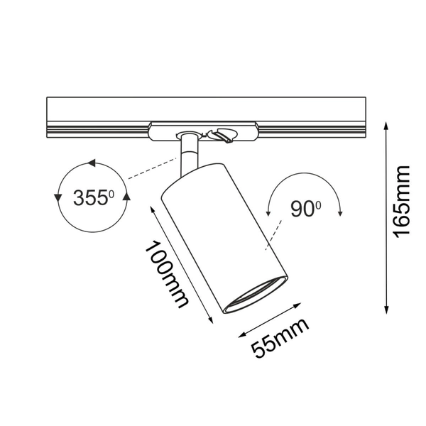 Lampa do szyny 1 fazowej z regulacją Ace 6254 BROSline tuba czarny