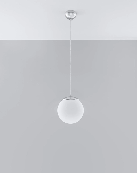 LAMPA wisząca SL.0263 szklana OPRAWA zwis kula ball chrom biała