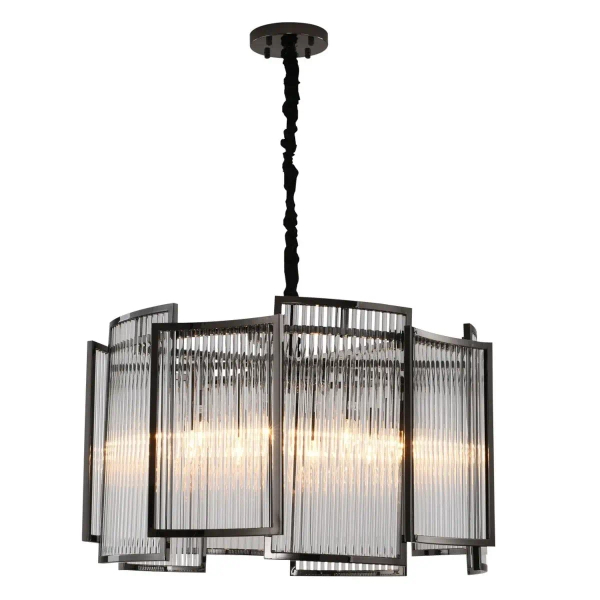 Wisząca lampa hampton Imperio MP0098 black Step kryształowa czarna