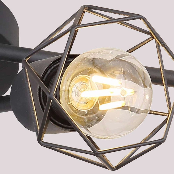 Industrialna LAMPA sufitowa XARA I 54802S-3 Globo druciana OPRAWA metalowy plafon spirala reflektorki czarne