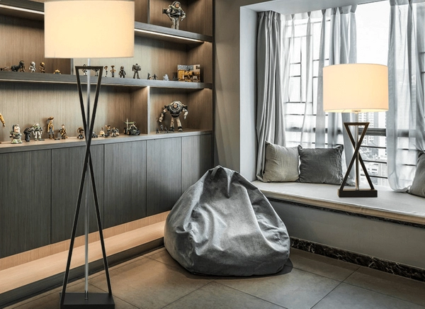 LAMPA podłogowa SANDGLASS FSG-W-E27 Abigali abażurowa OPRAWA stojąca biała