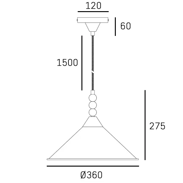 Wisząca lampa matowa ashford P01517BK do jadalni czarna