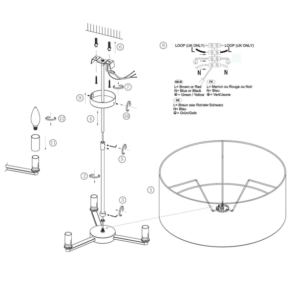 Materiałowa lampa wisząca Daley 60241 Endon abażur metal srebrny biały