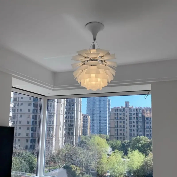 Metalowa lampa wisząca nad stół Prospettiva ABR-LW-PRO-60-B szyszka biała