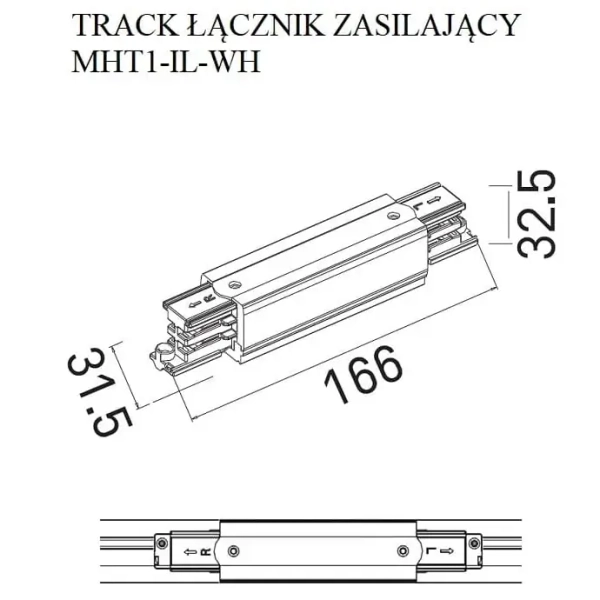 Prosty łącznik do szynoprzewodów 3-fazowych MHT1-I-WH biały