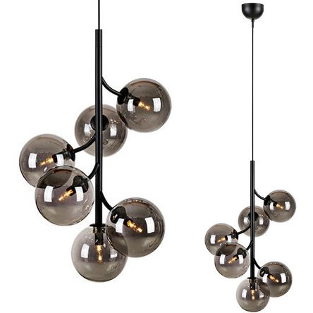 Modernistyczna LAMPA wisząca CALLISTO 108108 Markslojd metalowa OPRAWA loftowy ZWIS szklane kule czarne przydymione